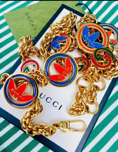 Load image into Gallery viewer, 3~in~1 Repurposed Gucci x Adidas Collaboration Charm Convertible Denim Chain/Bag Charm/Necklace