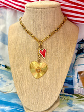 Load image into Gallery viewer, Repurposed Versace Medusa Coin Fluted Heart Lariat Necklace