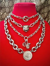 Load image into Gallery viewer, Repurposed Reversible (4 Leaf Heart Clover🍀) Sterling Gucci Coin Necklace