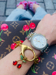 Repurposed Louis Vuitton KeyClasp &  🍒 Charm Vintage Bracelet