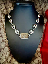 Load image into Gallery viewer, Repurposed Double Sided Gucci Charm Retro/Puffy Mariner Link Necklace