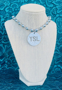 X~Large Repurposed Yves Saint Laurent Hammered Charm Necklace