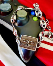 Load image into Gallery viewer, Repurposed Double Sided Gucci Charm Retro/Puffy Mariner Link Necklace