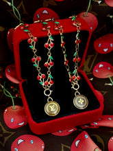 Load image into Gallery viewer, Repurposed Louis Vuitton Café &amp; Gold Signature Flower Removable Charm &amp; 🍒 Chain Necklace
