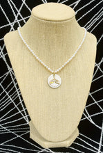Load image into Gallery viewer, Repurposed Vintage Yves Saint Laurent Coin &amp; Mermaid Tail Charm Pearl Necklace