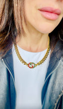 Load image into Gallery viewer, *Rare* Repurposed Interlocking GG Red &amp; Green Enameled Charm Necklace