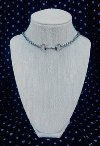 Repurposed Gucci Horsebit Silver Tone Necklace