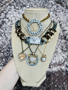 *Very Rare*Large Repurposed Crystal Louis Vuitton Hardware Necklace
