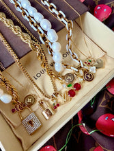 Load image into Gallery viewer, Repurposed Louis Vuitton Heart Charm &amp; Cherry Necklace