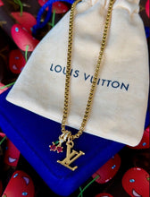 Load image into Gallery viewer, Repurposed Louis Vuitton Cut~Out Charm Cherry Necklace