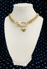 Load image into Gallery viewer, Repurposed Louis Vuitton Keyclasp Mother of Pearl &amp; Heart Charm Necklace