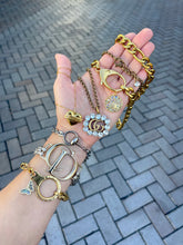 Load image into Gallery viewer, Repurposed Gucci Hardware Tag and Heart Charm Necklace