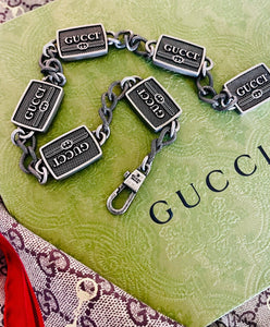Repurposed Gucci Key Clasp & Multicolor Crystal Bee Charm Bracelet