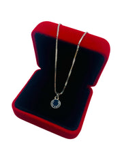 Load image into Gallery viewer, Repurposed Mini Navy Blue &amp; Silver Louis Vuitton Charm Necklace