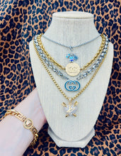 Load image into Gallery viewer, Repurposed Travel with Me Sterling Charms &amp; Louis Vuitton Disc Necklace