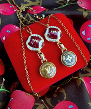 Load image into Gallery viewer, Repurposed Louis Vuitton Gold &amp; Brown Disc Football Necklace