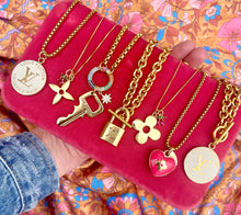 Load image into Gallery viewer, Repurposed X~Large Louis Vuitton Key Charm &amp; Crystal Carabiner + Charms Necklace