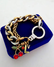 Load image into Gallery viewer, Repurposed Louis Vuitton Keyring Mix Metals Charm Bracelet