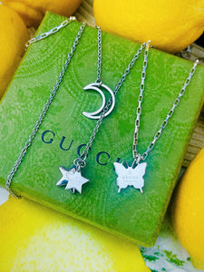 Repurposed Gucci Medium .925 Sterling Silver Butterfly Necklace