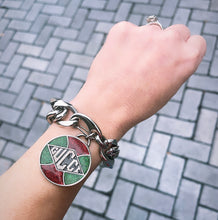 Load image into Gallery viewer, *Rare* Repurposed Red &amp; Green Sparkly Gucci Coin Bracelet