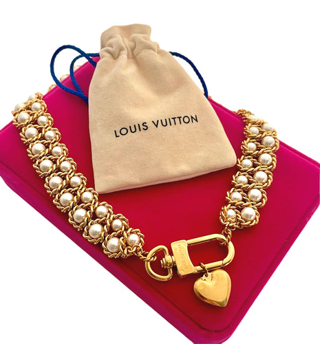 Repurposed Louis Vuitton Clasp 1980’s Vintage Double Stranded Necklace