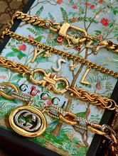 Load image into Gallery viewer, Repurposed Yves Saint Laurent Floating Letter Charms Mixed Metal Necklace