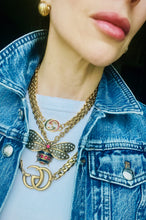 Load image into Gallery viewer, *Very Rare*Repurposed Gucci Margaret Queen Bee Crystal Pave Necklace