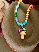 Load image into Gallery viewer, Repurposed Purple &amp; Silver Louis Vuitton Coin Hand~Beaded Gemstone Mushy Necklace