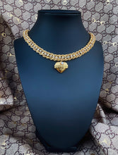 Load image into Gallery viewer, Repurposed Gucci Tag Vintage Crystal Heart Chocker