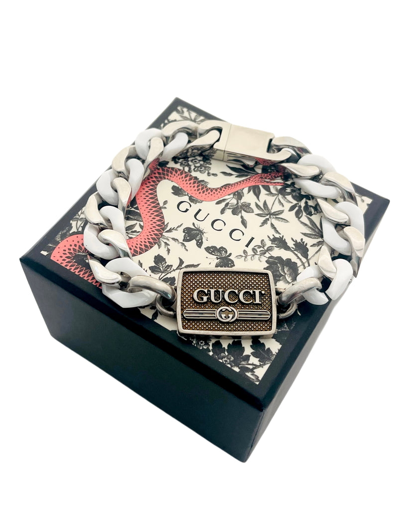 *Very Rare*Repurposed Double Sided Gucci Hardware & Ceramic Links Bracelet