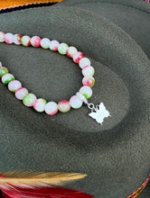 Load image into Gallery viewer, Repurposed .925 Sterling Gucci Butterfly Charm Hand~Beaded 8mm Tourmaline Necklace