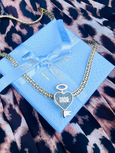 *Very Rare*Repurposed Christian Dior Pavè Crystal Heart~Key Charm Convertible Necklace *CD BOX is Included*