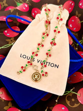 Load image into Gallery viewer, Repurposed Louis Vuitton Café Signature Removable Logo Charm &amp; 🍒 Chain Necklace