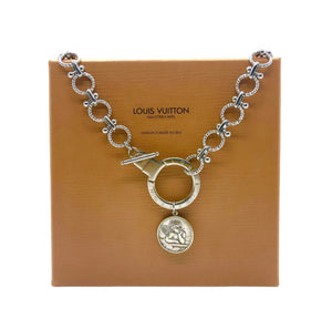 Repurposed Louis Vuitton Keyring & Querubí Coin Necklace