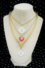 Load image into Gallery viewer, Repurposed Large Louis Vuitton Trunks &amp; Bags White~Gold Reversible Toggle Necklace