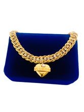 Load image into Gallery viewer, Repurposed Gucci Tag Vintage Crystal Heart Chocker