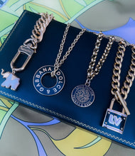 Load image into Gallery viewer, *Rare* Repurposed Navy &amp; Gold Louis Vuitton Trunks &amp; Bags Necklace