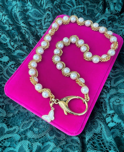 Repurposed Louis Vuitton Clasp &  1980’s Vintage Pearl Like Rope Necklace