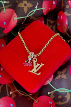 Load image into Gallery viewer, Repurposed Louis Vuitton Cut~Out Charm Cherry Necklace