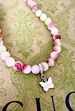 Load image into Gallery viewer, Repurposed .925 Sterling Gucci Butterfly Charm Hand~Beaded 8mm Tourmaline Necklace