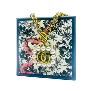 *Very Rare* Large Repurposed Interlocking GG Gucci Charm Toggle Necklace~Includes pouch & box shown in picture~