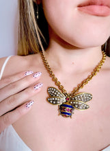 Load image into Gallery viewer, *Very Rare*Repurposed Gucci Margaret Queen Bee Crystal Pave Necklace