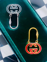 Load image into Gallery viewer, 1990’s Repurposed Gucci Foster Green &amp; Silver Tone Interlocking GG Charm Necklace
