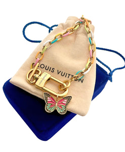 Repurposed Louis Vuitton KeyClasp & Removable Butterfly Toggle Necklace