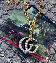 Load image into Gallery viewer, Repurposed  Gucci Interlocking GG Crystal Pavè Lariat Necklace