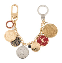 Load image into Gallery viewer, Repurposed Louis Vuitton Navy Blue &amp; Gold Trunks and Bags Coin &amp; Paved Charm Necklace