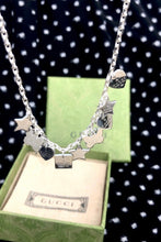 Load image into Gallery viewer, Repurposed Gucci Butterfly Charm &amp; Pastel Flowers Necklace