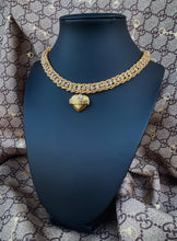 Load image into Gallery viewer, Repurposed Gucci Tag Vintage Crystal Heart Chocker