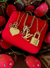 Load image into Gallery viewer, Repurposed Louis Vuitton Heart Charm &amp; Cherry Necklace