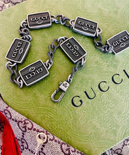 Load image into Gallery viewer, Repurposed Double Sided Gucci Charm Retro/Puffy Mariner Link Necklace